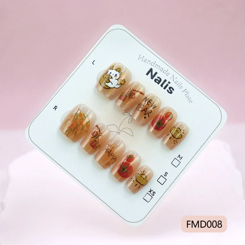 Unghie Finte Fatte A Mano Capodanno Occhio Di Gatto Drago Cartone Animato Motivo Frutta Stile Dolce Plastica ABS Manicure