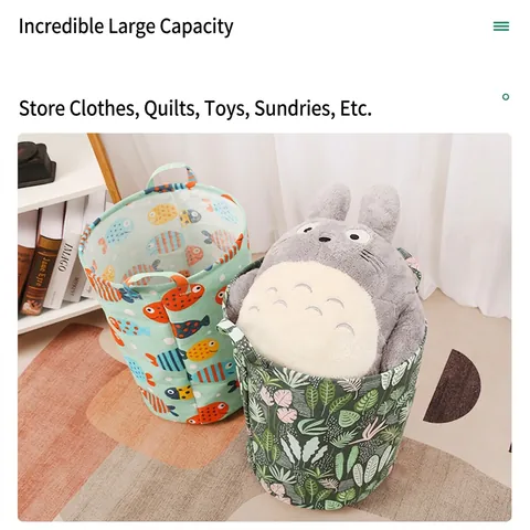 Large Laundry Hamper Folding Storage Basket Cotton Linen Fabric Waterproof Coating For Clothes Toys Nursery Home Organizer