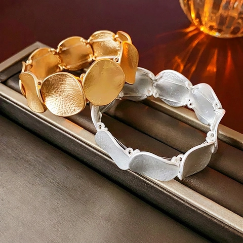 Bracciale Geometrico Minimalista In Lega Con Dischi Convessi Braccialetto In Metallo Opaco Per Donne Accessorio Gioielli Moda Elegante