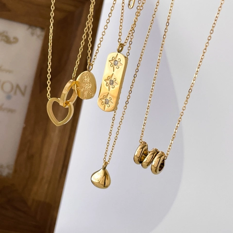 Elegante Edelstahl Anhänger Halskette Für Damen Zierlicher Vergoldeter Schmuck Mit Zirkon Stern Herz Tulpe Rose Blume