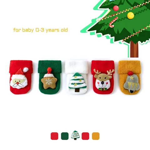 Christmas Baby Socks Knitted Cotton Thickened Warm Winter Socks With Cute Cartoon Doll For Newborn Infants Toddlers