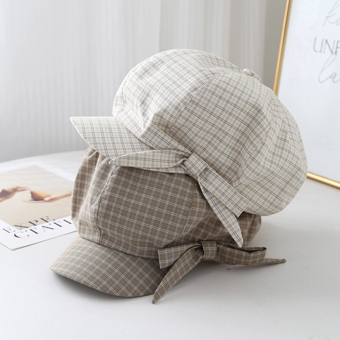 Berretto A Quadri Da Donna Cappello Newsboy Retrò Con Fiocco Cappello Da Pittore Vintage Regolabile Tessuto Traspirante Stile Dolce