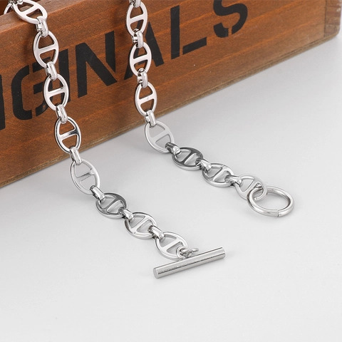 Collar Y Pulsera De Acero Inoxidable Cadena De Ancla Cierre De Barra Minimalista Joyas De Moda Para Hombres Y Mujeres