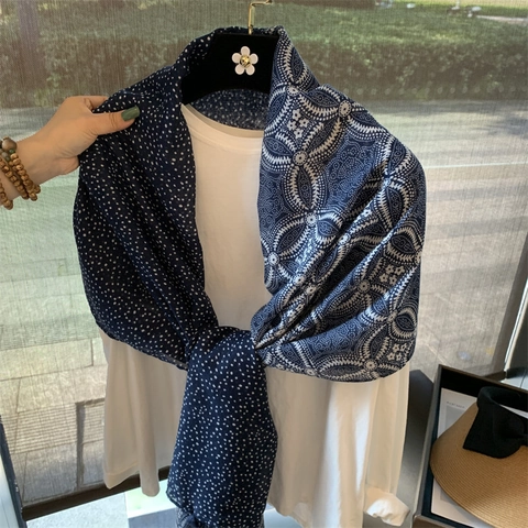 Mandala Polka Dot Scarf Shawl Cotton Linen Blend Large Sun Protection Breathable For Women Bohemian Retro Style Tassels