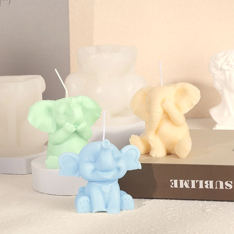 Molde De Silicona De Elefante 3D Para Velas Aromáticas DIY Adorno De Yeso Resina Artesanía De Elefante Sabio