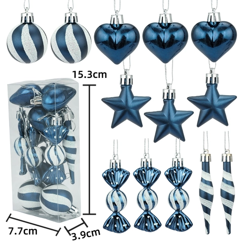Ornamenti Di Natale Forme Miste Plastica Cuore Stella Caramelle Palline Decorazione Albero Festiva Glitter Galvanizzato