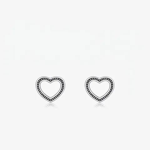 Orecchini A Lobo Cuore Argento Sterling 925 Bordo Nero Vintage Gioielli Minimalisti Per Donne