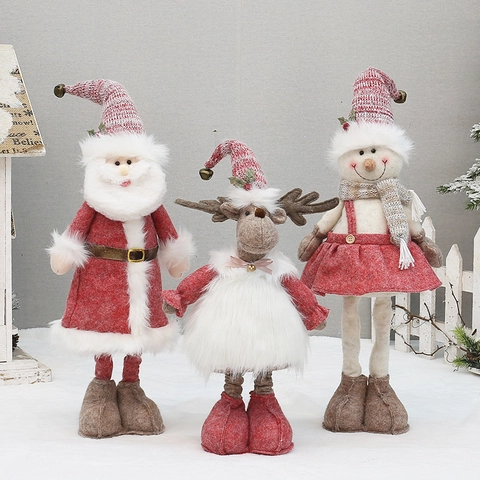Ornamenti Bambole Natale Gambe Retrattili Babbo Natale Pupazzo Di Neve Renna Maglia Pelliccia Sintetica Arredo Casa
