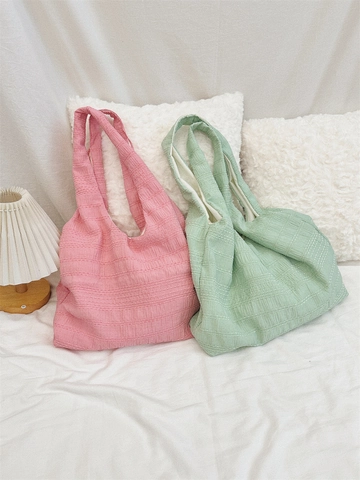 Seersucker Tote Bag Damen Große Kapazität Einfache Luftpolsterstruktur Polyester Umhängetasche Koreanischer Stil