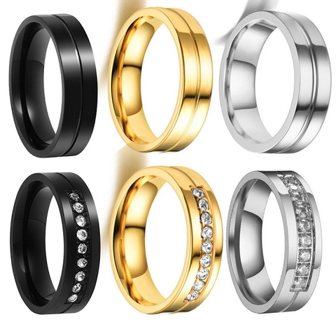 Minimalist Stainless Steel Ring Channel Set Zirconia Polished Groove Band Hip Hop Fashion Jewelry For Men Women