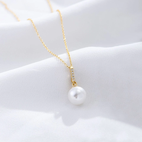 S925 Sterling Silver Pearl Pendant Necklace Minimalist Zirconia Clavicle Chain For Women Elegant Fashion Jewelry