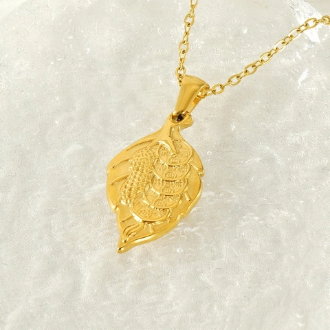Leaf Pendant Necklace 18K Gold Plated Stainless Steel Clavicle Chain Minimalist Luxury Jewelry For Women