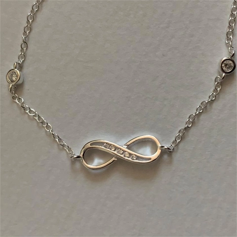 Bracciale Simbolo Infinito Argento Sterling 925 Minimalista Zirconia Cubica Geometrico Catena Regolabile Gioielli Da Donna