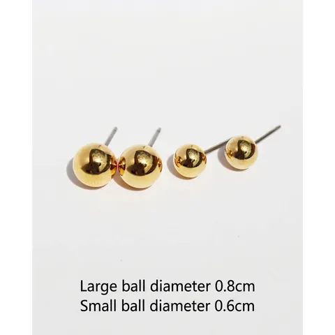 Minimalisti Orecchini a Bottone in Ottone a Sfera per Donna Uomo Placcati in Oro Vero Piccoli Orecchini Geometrici Rotondi Gioielli Moda