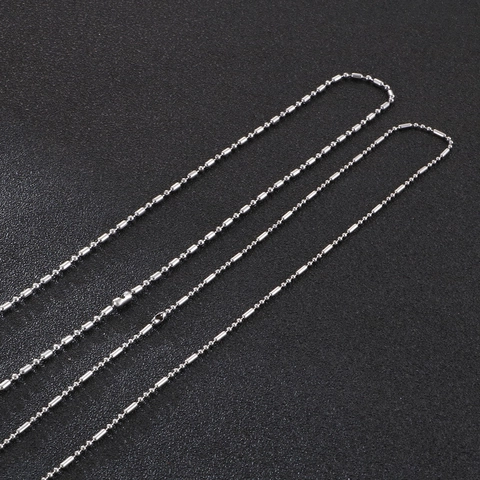 Stainless Steel Ball Bead Chain Necklace Bamboo Olive Link DIY Jewelry Accessories Unisex Silver Tone High Polish