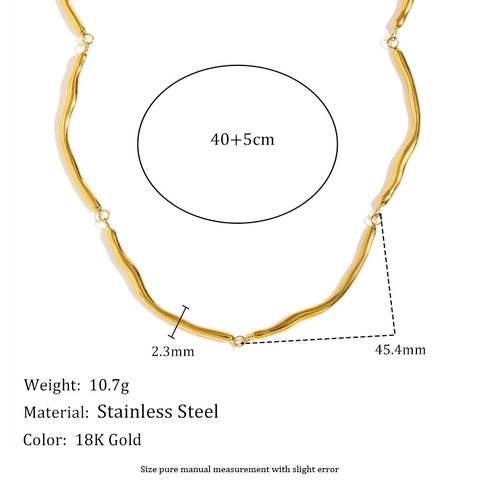 Irregular Wave Segmented Ketting Roestvrij Staal 18K Verguld Minimalistisch Geometrisch Gewricht Design Voor Vrouwen Stijl
