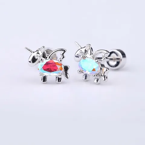 316L Acciaio Inossidabile Zirconia Aurora Orecchini a Bottone Per Donna Uomo Vintage Palazzo Farfalla Cuore Ape Corona Gioielli Piercing Oro Argento Placcato