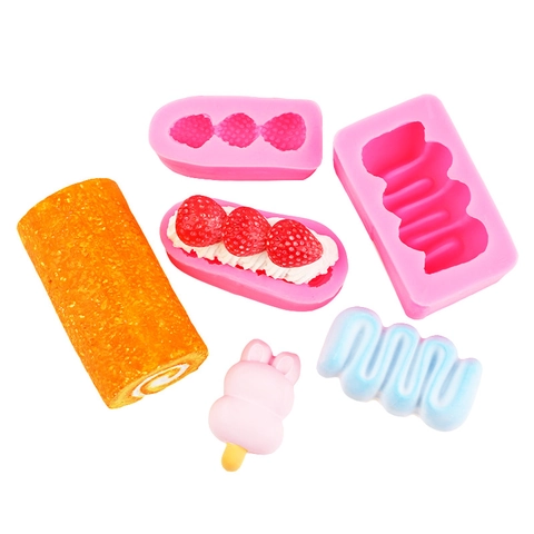 Silicone Mold For Cake Decoration Strawberry Rabbit Swiss Roll Shape DIY Resin Clay Crafting Wavy Cream Piping Pattern
