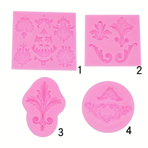 European Baroque Relief Silicone Mold For Fondant Cake Decoration Chocolate Clay Scroll Leaf Pattern