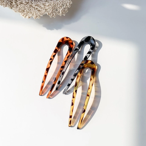 Luipaardprint U-Vormige Haarvork Hars Schildpad Haarstok Koreaanse Stijl Knot Haaraccessoires Voor Dames