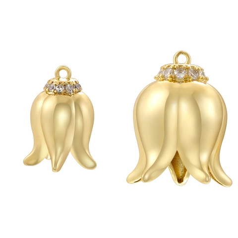 Maiglöckchen Blume Anhänger Kupfer Messing Zirkonia Elegant Tulpe Floral Charm Für DIY Schmuckherstellung Zubehör