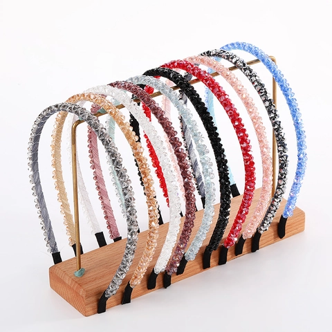 Handcrafted Crystal Beaded Headband Shiny Multi Row Hair Hoop Fashion Headwear Accessories For Women Party