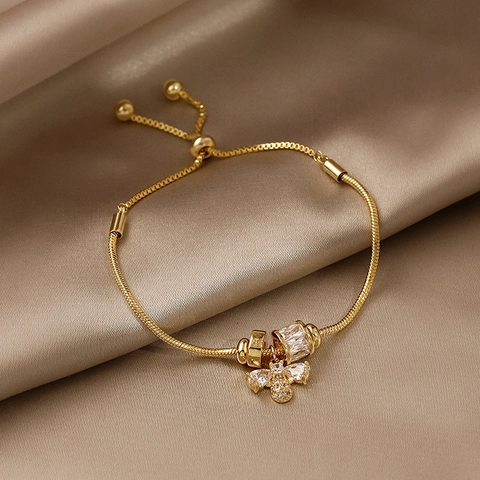 Bracciale a Catena a Serpente in Rame Color Oro Regolabile Con Ciondolo Ape in Zirconia per Donna Bracciale Ape Delicato Gioielli Regalo