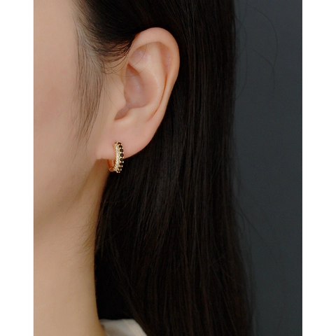 Huggie Hoop Ohrringe Aus 925er Sterlingsilber Mit Doppelreihigen Zirkonias Und Synthetischem Türkis Schmuck Für Damen Elegant