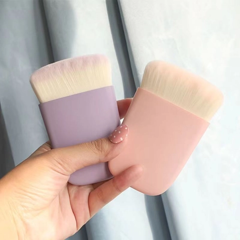 Multifunktionale Flache Make-up-Bürste Weiche Synthetikfaser Für Puder Foundation Rouge Konturierung Nass Trocken Dual Use Tragbar