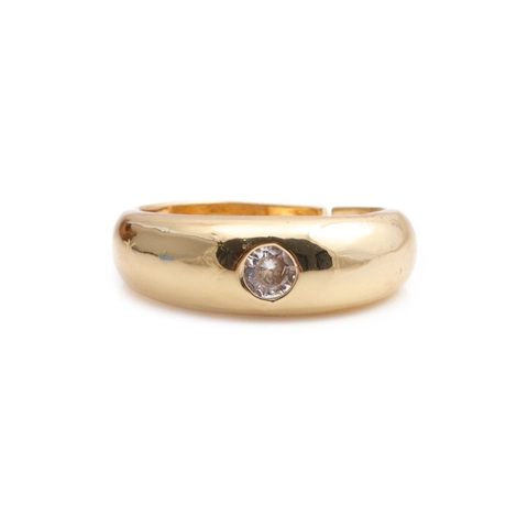 Mode Kupferring Für Frauen Minimalistischer Verstellbarer Geometrischer Ring Mit Rundem Zirkonia Funkelnder Schmuck