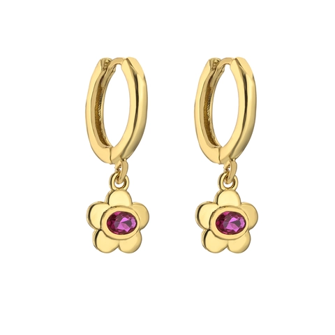 Blumen Und Hufeisen Hoop Dangle Ohrringe Kupfer Micro Pave Zirkonia Herzform Schmuck Für Damen