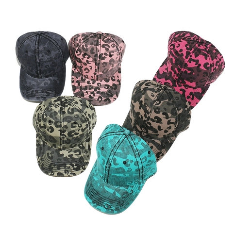 Leopard Print Camo Baseball Cap Gewaschene Baumwolle Distressed Retro Dad Hat Gebogener Schirm Verstellbar Streetwear Für Damen Herren