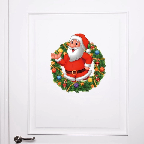 Kerst Muursticker Kerstman Krans PVC Verwijderbare Sticker Voor Raam Deur Huisdecoratie Feestelijk