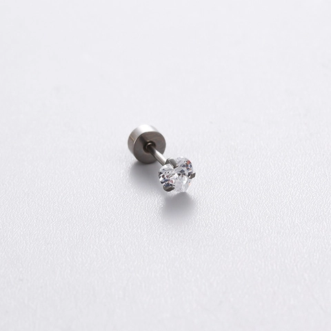 Heart Cubic Zirconia Cartilage Stud Earrings Titanium Steel Screw Back Flat Back Sweet Piercing Jewelry For Women