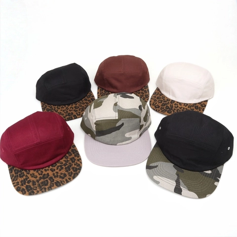 Cappello Da Campeggio Tela Di Cotone Stampa Leopardata Camouflage Visiera Piatta Streetwear Hip Hop Regolabile Per Uomo Donna