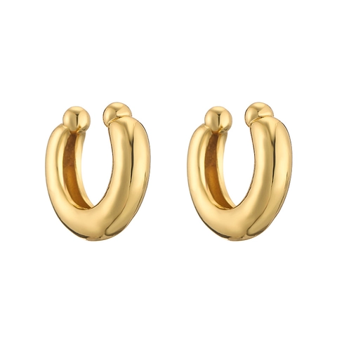 Geometric Ear Cuff And Stud Earrings Gold White Gold Plated Copper Twisted Bubble C Shaped Vintage Jewelry For Women