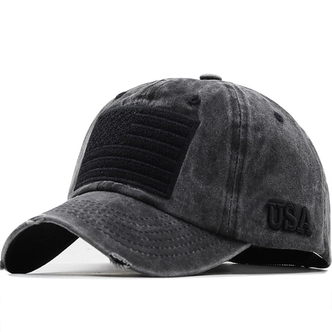 Cappello Baseball Cotone Lavato Toppa Bandiera USA Ricamo Vintage Regolabile Tattico Cappello Sole Esterno Uomini Donne