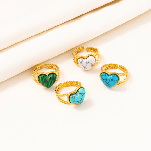 Minimalistischer Edelstahl Herz Ring Für Damen Herren Geflochtene Textur Band Verstellbarer Offener Herz Stein Ring Modeschmuck Geschenk