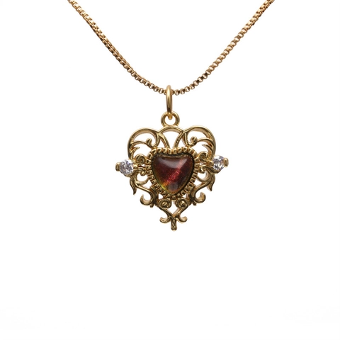 Collana Con Pendente A Cuore Cavo In Rame Zircone Gioielli In Stile Barocco Vintage Per Donna Catena Veneziana Classica Elegante