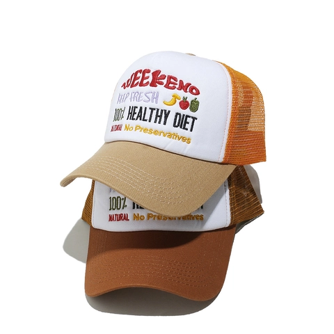 Cappello Trucker Vintage Ricamo Frutta Lettere Mesh Cappello Da Baseball Traspirante Protezione Solare Outdoor Regolabile
