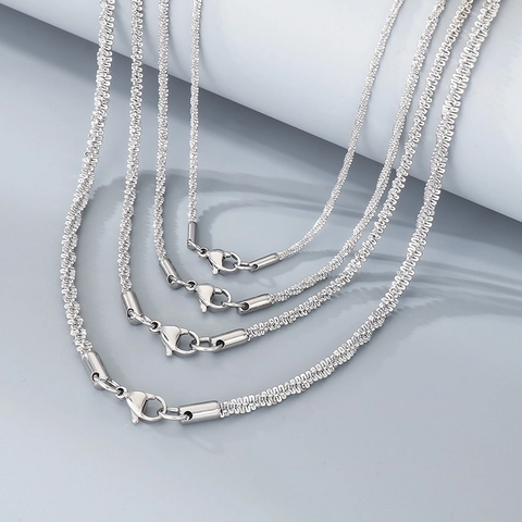 Rope Chain Necklace Stainless Steel Minimalist Trendy Unisex Twist Corn Chain Jewelry Accessory