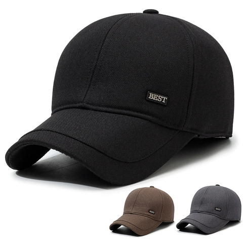 Gorra De Béisbol De Invierno Para Hombre Algodón Forro Polar Cálida Con Orejeras Ajustable Gorro Casual Para Ancianos