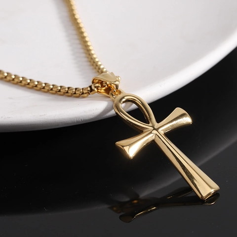 Ankh Kruis Ketting Egyptisch Levenssymbool 304 Roestvrij Staal Gepolijst Minimalistische Sieraden Voor Dames En Heren