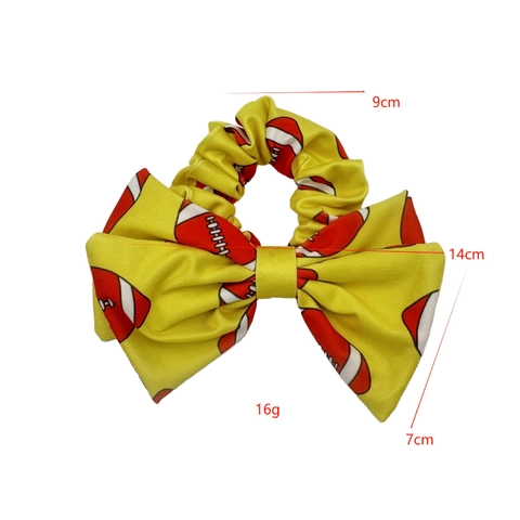 Football Rugby Motif Bandeau Chouchou Noeud Pince À Cheveux Jaune Tissu Sport Thème Accessoires De Cheveux Pour Femmes Filles