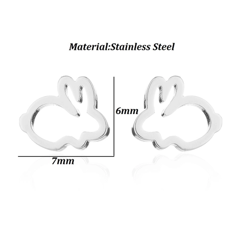 Stainless Steel Hollow Rabbit Stud Earrings Minimalist Tiny Bunny Animal Jewelry For Women Cute Daily Fashion Accessories