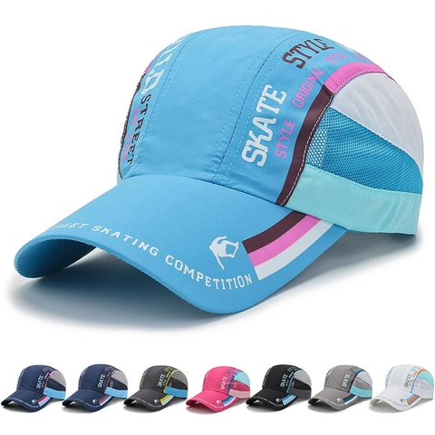 Cappellino Da Baseball Stile Skate Poliestere Asciugatura Rapida Mesh Traspirante Cappello Sole Esterno Patchwork Regolabile Per Uomini Donne