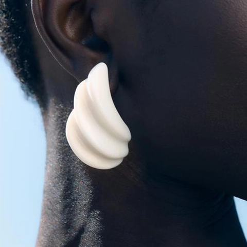 Minimalist Irregular Geometric Conch Shell Layered Earrings For Women Electroplated Alloy Summer Beach Style Jewelry