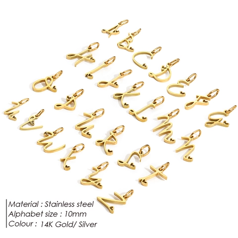 Roestvrijstalen Letter Hanger Voor DIY Ketting Maken 14K Goud Vergulde Initiële Charm Met Hart Detail Sieraden