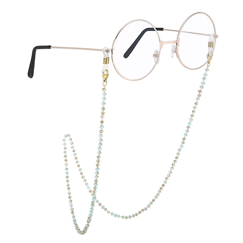 Faceted Glass Beaded Glasses Chain Stainless Steel Eyewear Lanyard Sunglasses Holder Strap Anti-Slip For Women