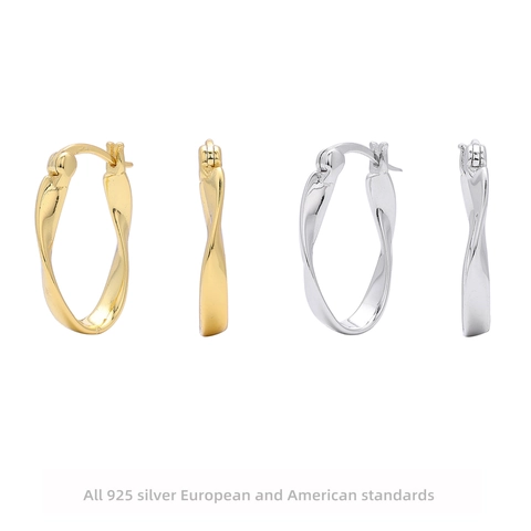 Pendientes de Aro Torcidos Mobius de Plata de Ley 925 para Mujer Pendientes de Aro de Ola Geométrica Minimalista Personalizados Chapados en Oro Plata Joyería Regalo